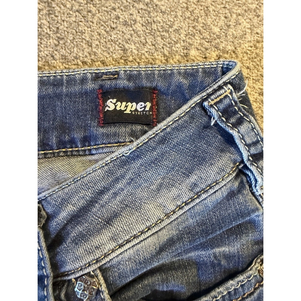 Silver Jeans Suki Capri Mid 31" x 22.5" blue denim stretch regular embroidery - Picture 10 of 15